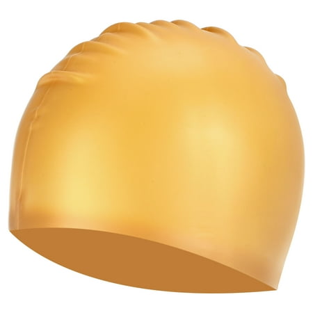 Uxcell Silicone Swim Caps Unisex NonSlip Pool Caps Waterproof Elastic Swimming Hats Gold Tone