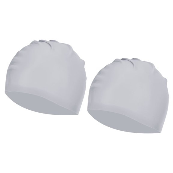 Uxcell Silicone Swim Caps Unisex NonSlip Pool Caps Waterproof Elastic Swimming Hats Grey 2 Pack