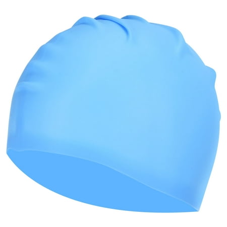 Uxcell Silicone Swim Caps Unisex NonSlip Pool Caps Waterproof Elastic Swimming Hats Light Blue