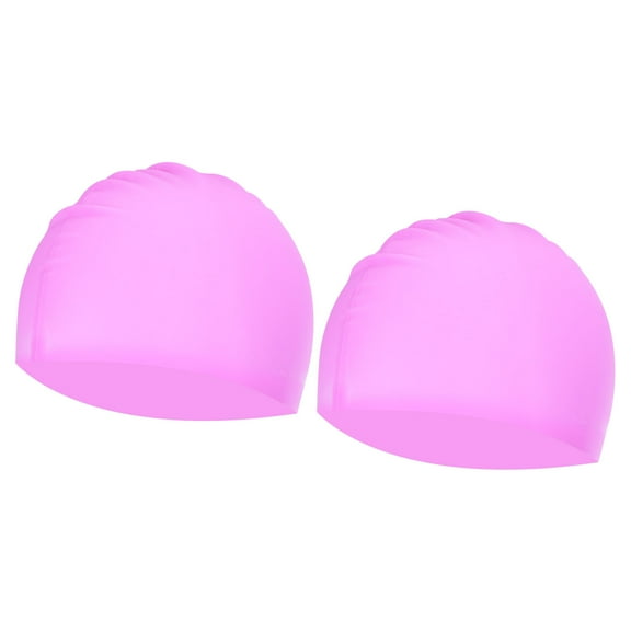 Uxcell Silicone Swim Caps Unisex NonSlip Pool Caps Waterproof Elastic Swimming Hats Pink 2 Pack
