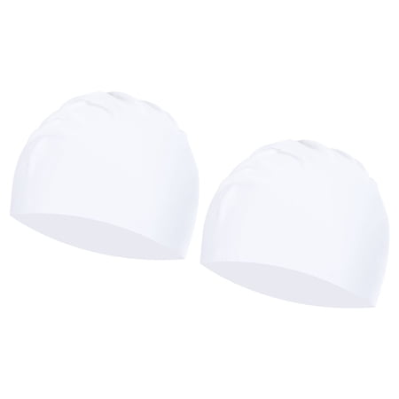 Uxcell Silicone Swim Caps Unisex NonSlip Pool Caps Waterproof Elastic Swimming Hats White 2 Pack