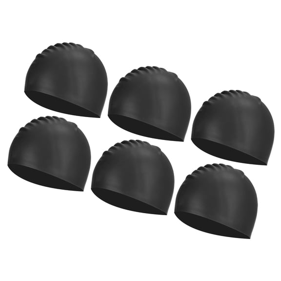 Uxcell Silicone Swim Caps Unisex NonSlip Pool Caps Waterproof Swimming Hats Black 6 Pack