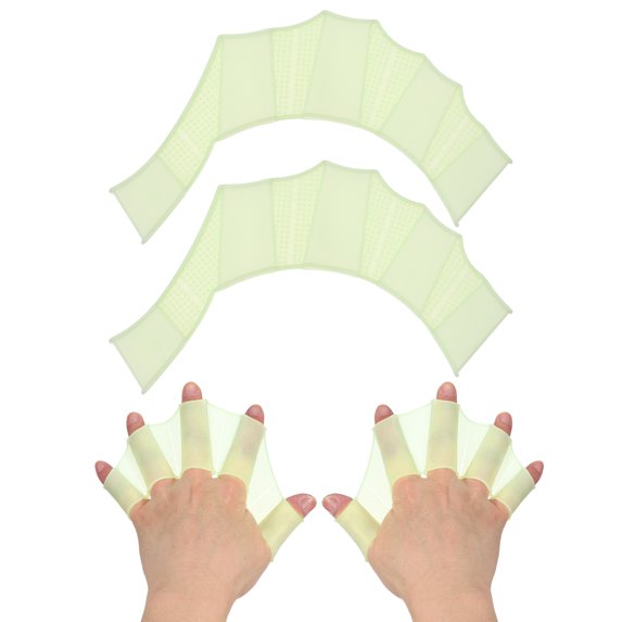 Uxcell Silicone Swimming Gloves, Webbed Gloves for Swimming Half-Finger Frog Type Water Resistance Gear Swim Fins Fit For (Aquatic Training/Surfing/Snorkeling), 8 x 6" & 1 Pair & Green