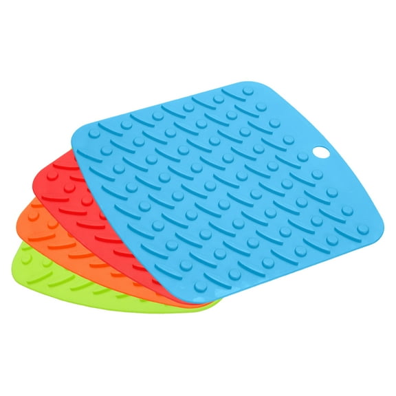 Uxcell Silicone Trivet Mat 4Pcs, Hot Pot Holder Hot Pads for Table & Countertop, Heat Resistant Trivet Mat-Multicolor