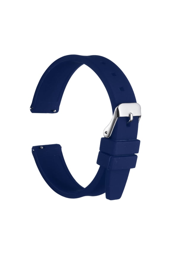 Silicone Watch Band 16mm Quick Release Flexible Soft Rubber Watch Strap with Stainless Steel Silver Clasp Replacement Wristband for Men Women, Navy Blue