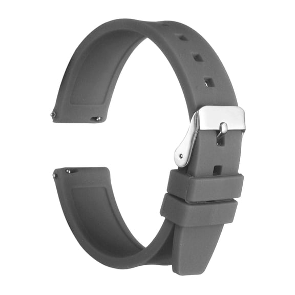 Uxcell Silicone Watch Band 18mm Quick Release Flexible Soft Rubber Watch Strap with Stainless Steel Silver Clasp Replacement Wristband for Men Women, Grey