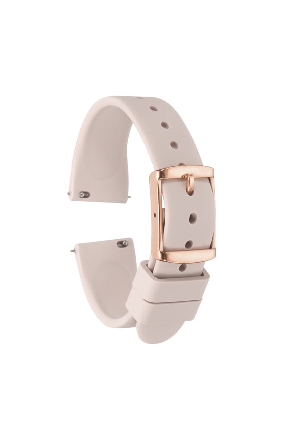 Silicone Watch Band 18mm Quick Release Rubber Replacement Watch Strap with Stainless Steel Rose Gold Clasp, Pink