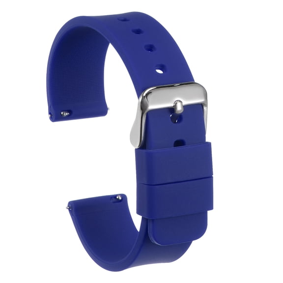 Uxcell Silicone Watch Band Quick Release Soft Rubber Watch Strap Dark Blue/Silver 18mm