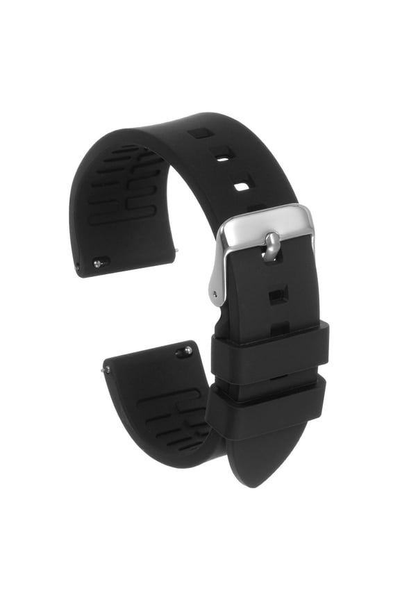 Silicone Watch Band 19mm Soft Rubber Waterproof Watch Strap with Stainless Steel Buckle for Men Women, Black