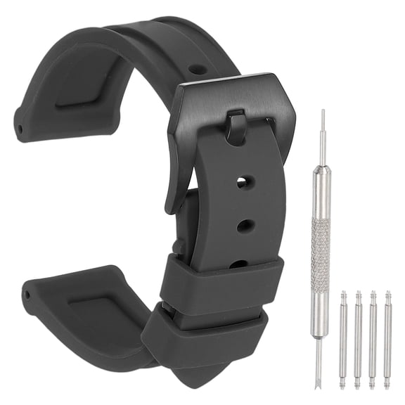 Uxcell Silicone Watch Band 20mm Quick Release Flexible Soft Rubber H-type Watch Strap with Stainless Steel Black Clasp Replacement Wristband for Men, Black