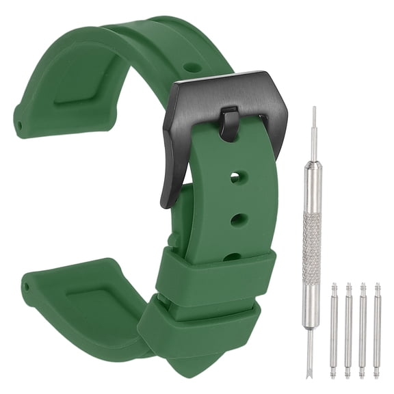 Uxcell Silicone Watch Band 20mm Quick Release Flexible Soft Rubber H-type Watch Strap with Stainless Steel Black Clasp Replacement Wristband for Men, Navy Green