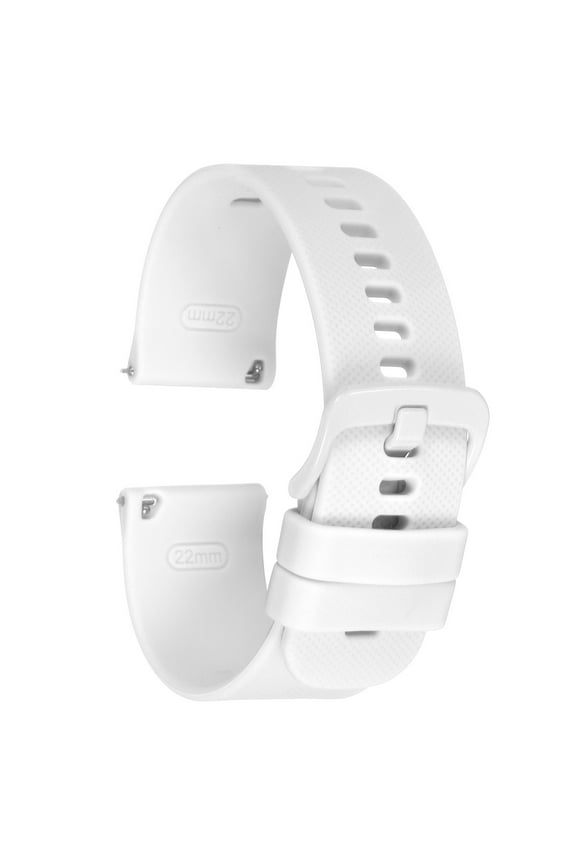 Silicone Watch Band 22mm Quick Release Flexible Rubber Replacement Watch Strap with Stainless Steel Clasp for Men Women, White