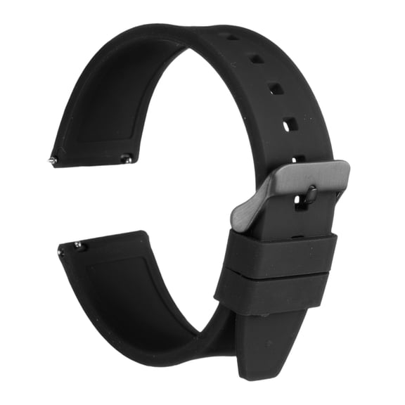 Uxcell Silicone Watch Band 22mm Quick Release Flexible Soft Rubber Watch Strap with Stainless Steel Black Clasp Replacement Wristband for Men Women, Black