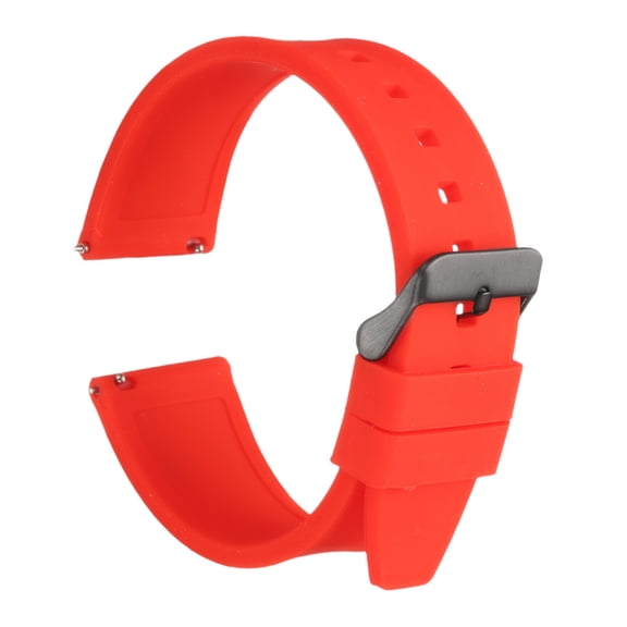 Uxcell Silicone Watch Band 22mm Quick Release Flexible Soft Rubber Watch Strap with Stainless Steel Black Clasp Replacement Wristband for Men Women, Red