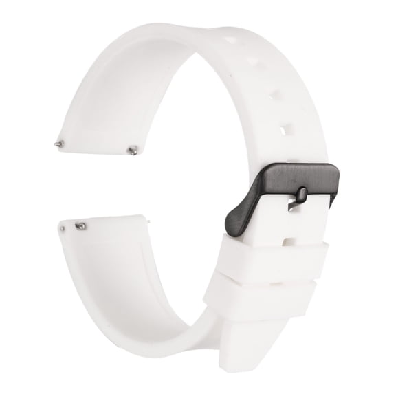 Uxcell Silicone Watch Band 22mm Quick Release Flexible Soft Rubber Watch Strap with Stainless Steel Black Clasp Replacement Wristband for Men Women, White