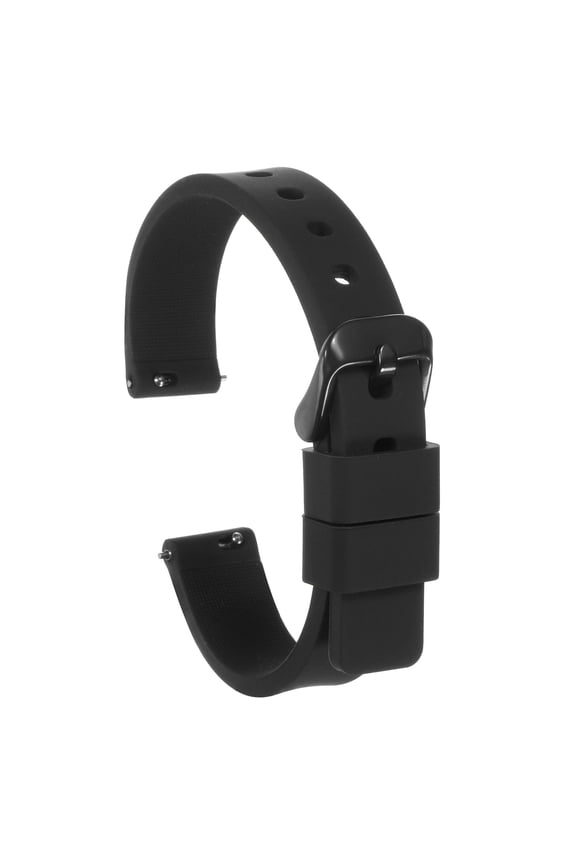 Silicone Watch Band Quick Release Soft Rubber Watch Strap Black/Black 12mm