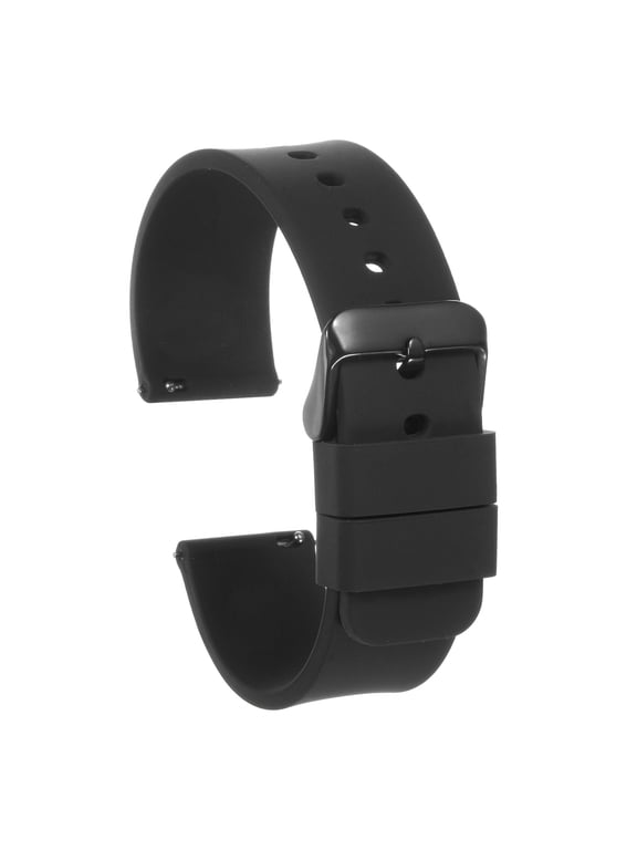 Silicone Watch Band Quick Release Soft Rubber Watch Strap Black/Black 22mm