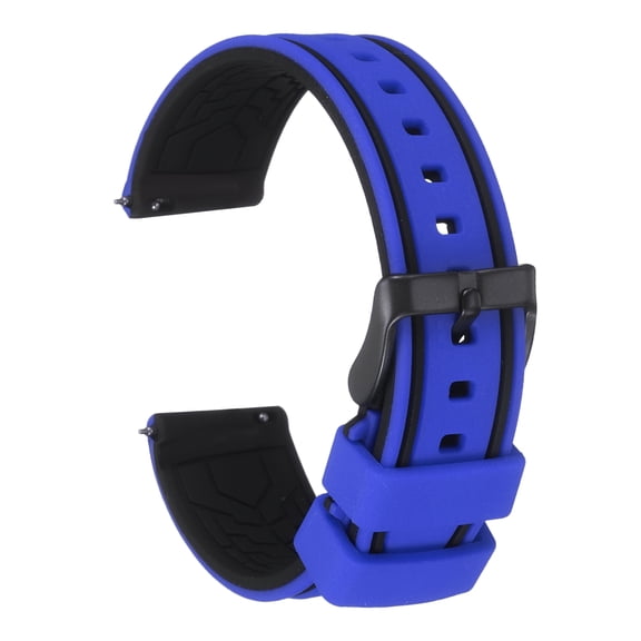 Uxcell Silicone Watch Bands 20mm Width Soft Quick Release Rubber Watch Bands with Matte Black Buckle for Men Women, Sky Blue Black