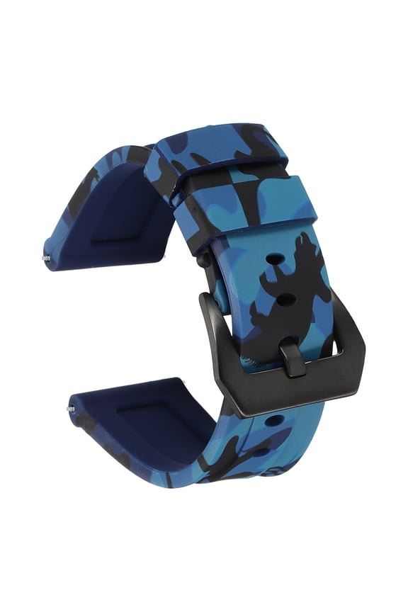 Silicone Watch Bands 24mm Width Waterproof Quick Release Rubber Watch Bands with Black Buckle for Men Women, Camo Dark Blue