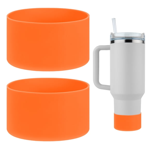 Uxcell Silicone Water Bottle Boot [2PCS] - Anti-Slip Protective Sleeve Use for Protecting Water Bottles from Scratches - [Orange - 2.95 IN]