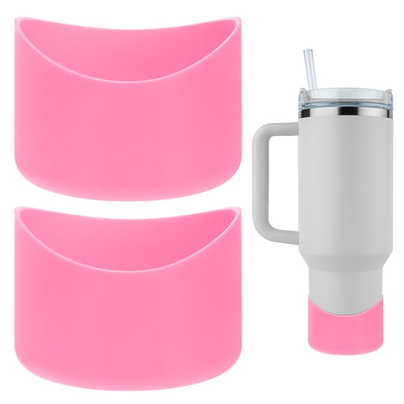 Uxcell Silicone Water Bottle Boot [2PCS] - Anti-Slip Protective Sleeve Use for Protecting Water Bottles from Scratches - [Pink - 2.75 IN]