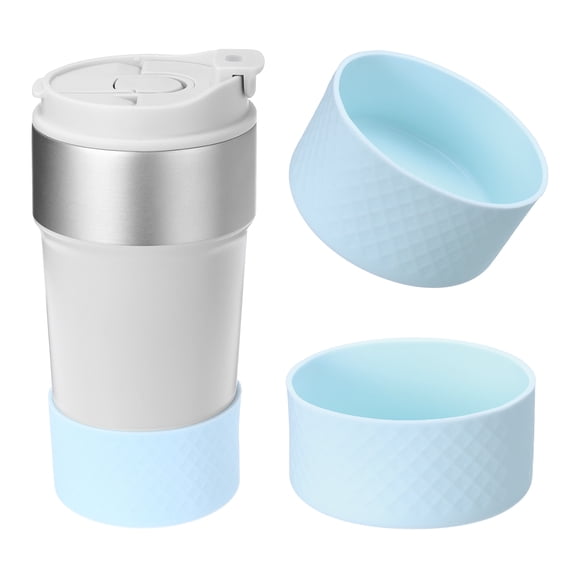 Uxcell Silicone Water Bottle Boot Water Bottle Protective Sleeves Anti-Slip Bottom Cover Sleeve Protector Light Blue 4"