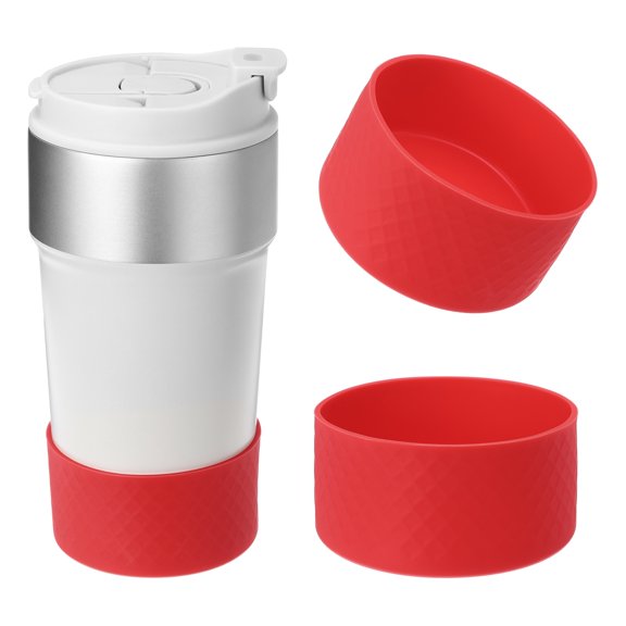Uxcell Silicone Water Bottle Boot Water Bottle Protective Sleeves Anti-Slip Bottom Cover Sleeve Protector Red 4"