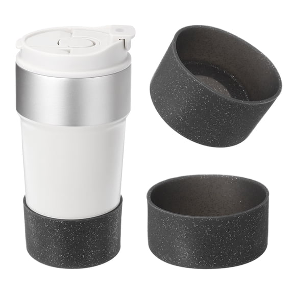 Uxcell Silicone Water Bottle Boot Water Bottle Protective Sleeves Anti-Slip Bottom Cover Sleeve Protector Sequin Black 3"