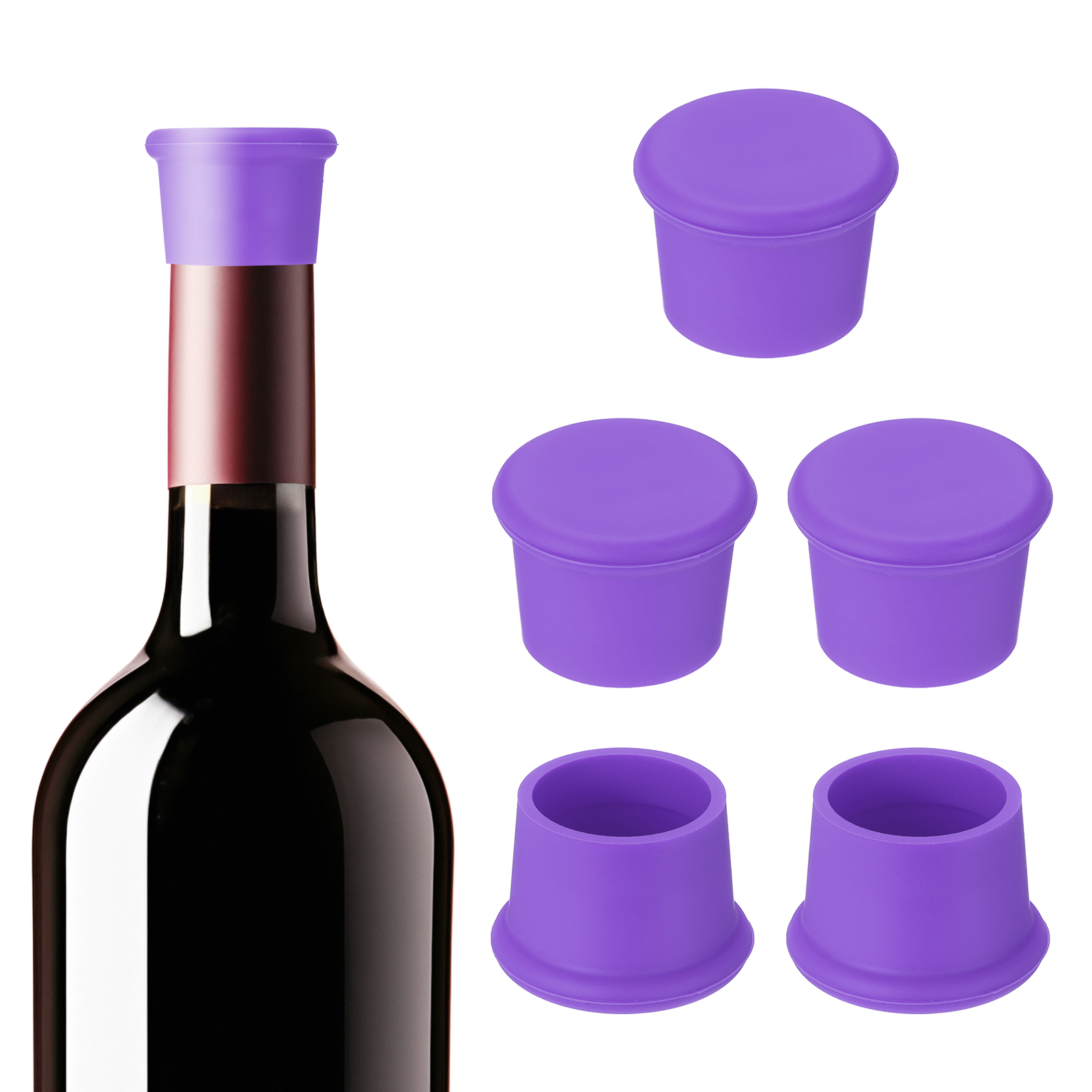 Uxcell Silicone Wine Stoppers, Reusable Bottle Cover Wine Corks Bottle ...