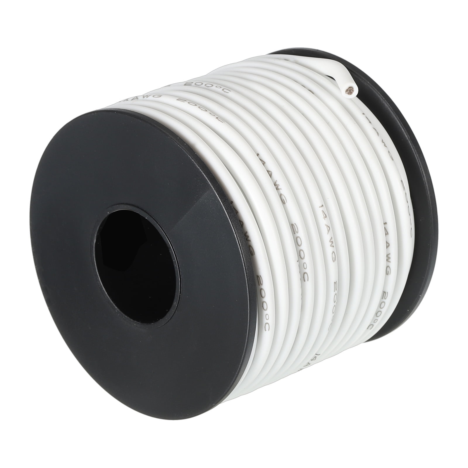 Uxcell Silicone Wire 14 AWG Stranded White Spool 15m Electrical Tinned Copper Wire for Car Model