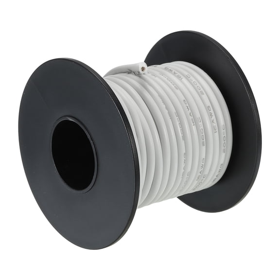 Uxcell Silicone Wire 16 AWG Stranded White Spool 7.5m Electrical Tinned Copper Wire for Car Model