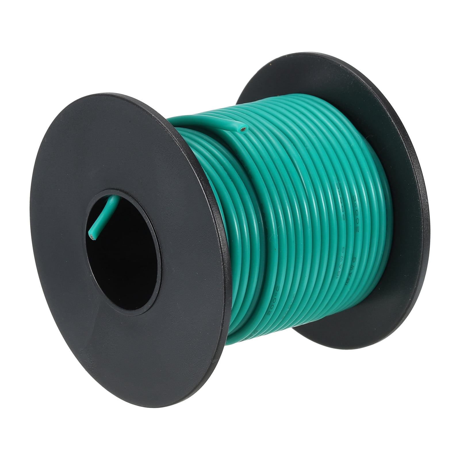 Uxcell Silicone Wire 18 AWG Stranded Green Spool 15m Electrical Tinned ...