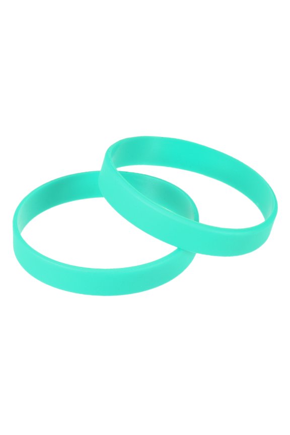 Silicone Wristbands 8 Inch Circumference 1/2 Inch Width, Turquoise 12 Pack