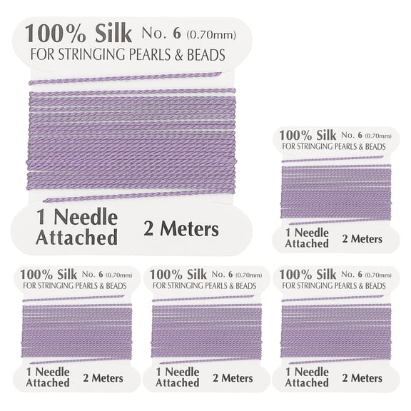 Uxcell Silk Cord Thread, 5 Pcs Pure Uxcell Silk Beading Thread Cord Size 0.8 mm with the Knotting Pearls Needle Attached, Light Green