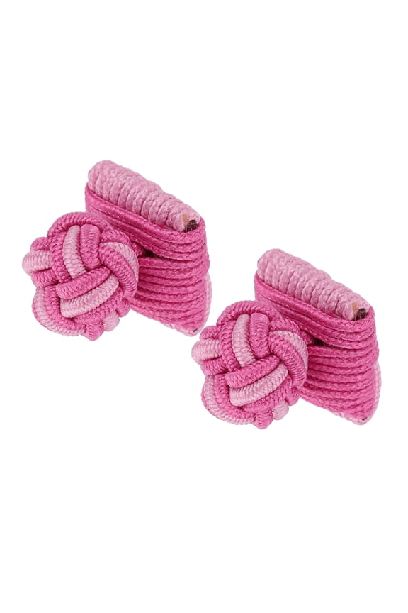 Silk Knot Cufflinks, Square Shape Elastic Fabric Shirt Cufflinks Twist Knot Dress Accessories Cuff Link for Men Women Business Gift Wedding, Pink