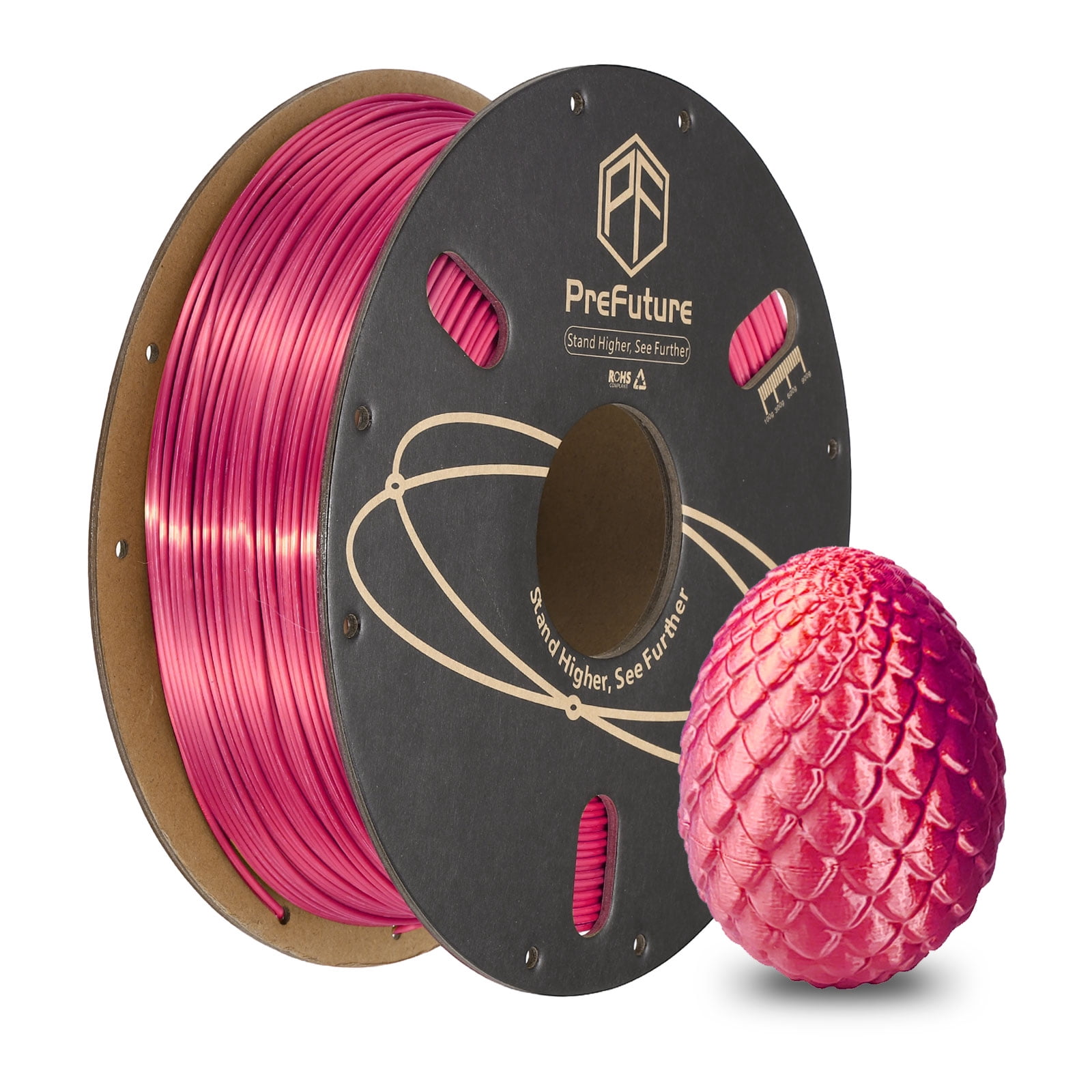 Uxcell Silk PLA Filament 1.75mm 1KG/2.2LB High Shine 3D Printer Filament, Enhanced Toughness, Dimensional Accuracy +/- 0.02mm for 3D Printer, Rose Red