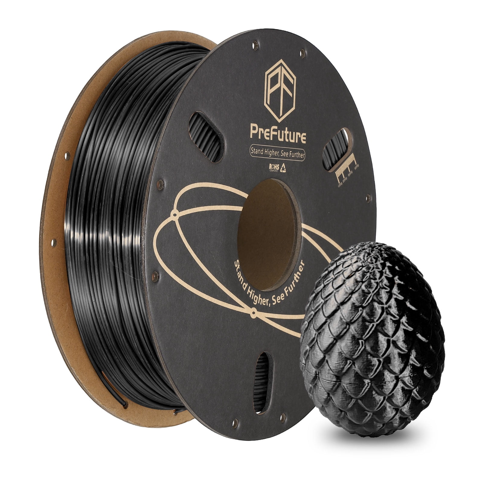 Uxcell Silk PLA Filament 1.75mm 1KG/2.2LB High Shine 3D Printer Filament, Enhanced Toughness, Dimensional Accuracy +/- 0.02mm for 3D Printer, Black