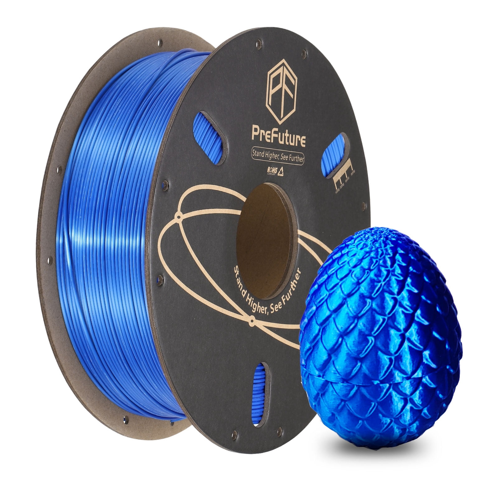 Uxcell Silk PLA Filament 1.75mm 1KG/2.2LB High Shine 3D Printer Filament, Enhanced Toughness, Dimensional Accuracy +/- 0.02mm for 3D Printer, Blue