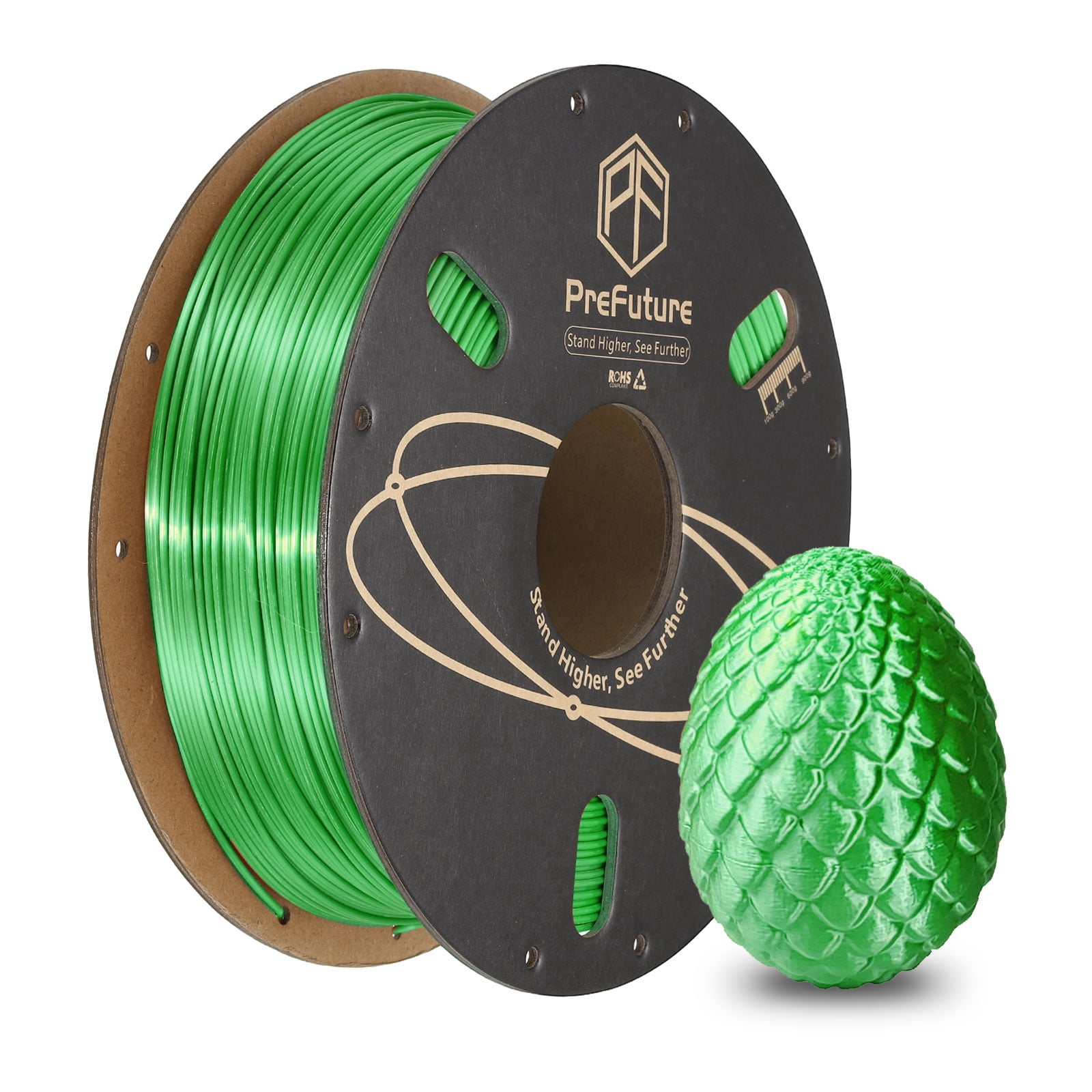 Uxcell Silk PLA Filament 1.75mm 1KG/2.2LB High Shine 3D Printer Filament, Enhanced Toughness, Dimensional Accuracy +/- 0.02mm for 3D Printer, Green