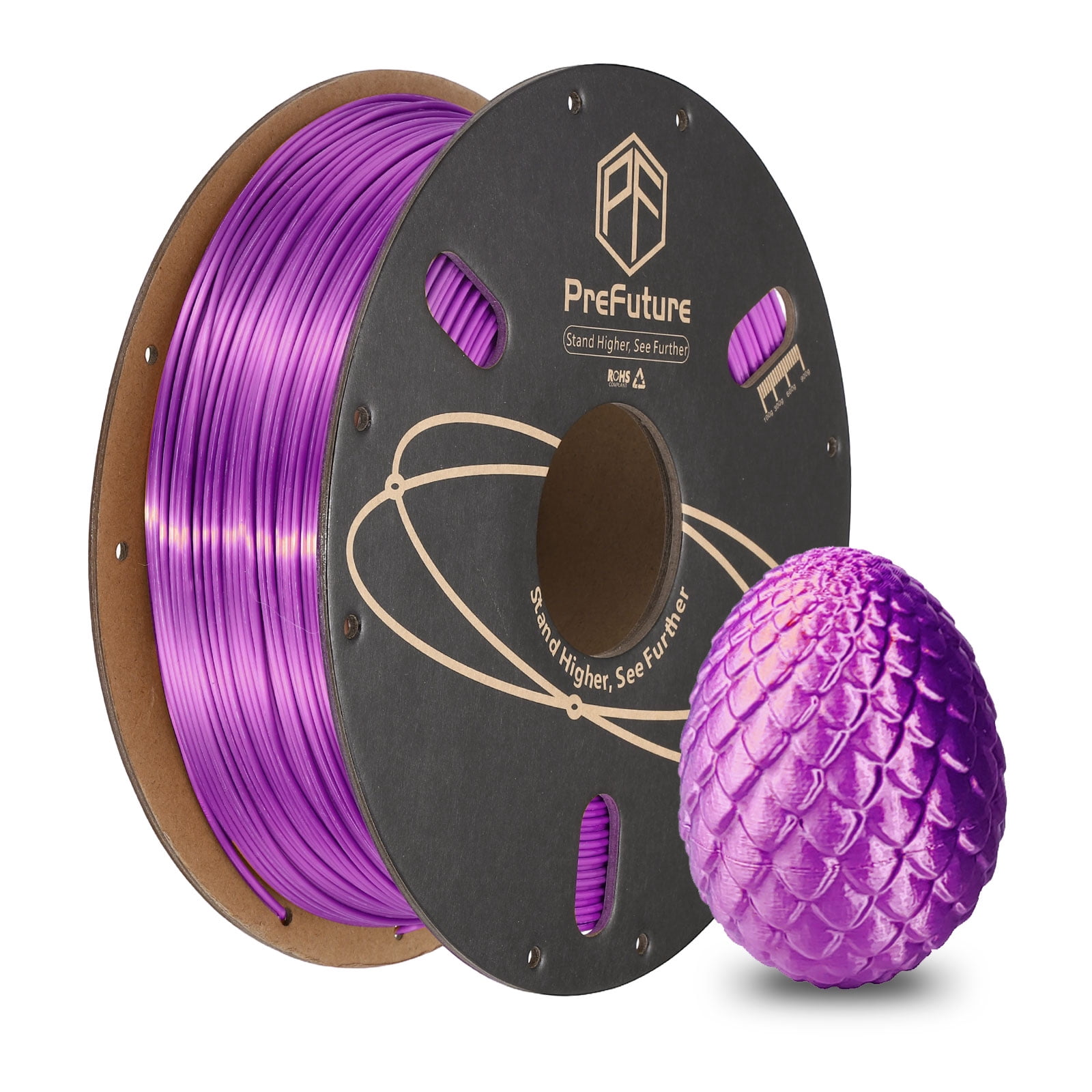 Uxcell Silk PLA Filament 1.75mm 1KG/2.2LB High Shine 3D Printer Filament, Enhanced Toughness, Dimensional Accuracy +/- 0.02mm for 3D Printer, Purple