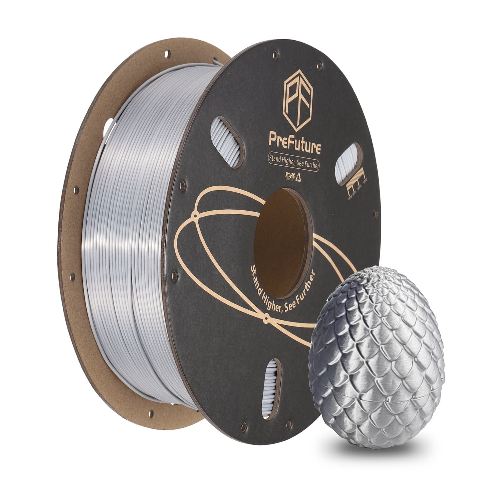 Uxcell Silk PLA Filament 1.75mm 1KG/2.2LB High Shine 3D Printer Filament, Enhanced Toughness, Dimensional Accuracy +/- 0.02mm for 3D Printer, Silver