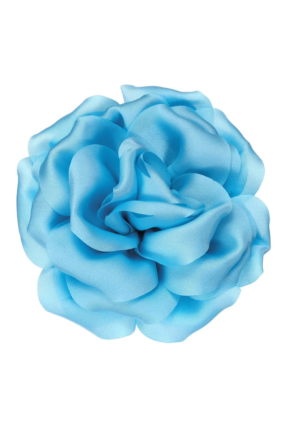 Silk Satin Flower Brooch Pin Large Peony Floral Lapel Pin for Women Blue