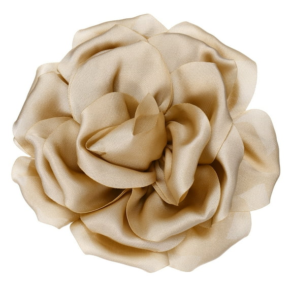 Uxcell Silk Satin Flower Brooch Pin Large Peony Floral Lapel Pin for Women Khaki