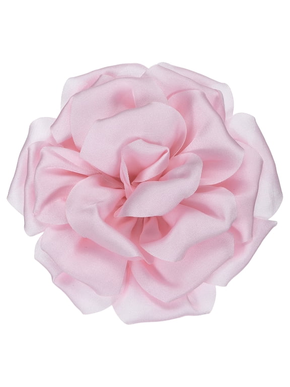 Silk Satin Flower Brooch Pin Large Peony Floral Lapel Pin for Women Pink
