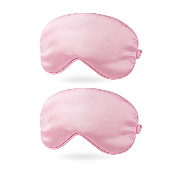Uxcell Silk Sleep Mask Soft Satin Eye Protective Mask Blackout Eye Cover with Elastic Straps 2 Pack Dark Pink