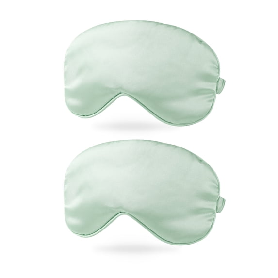Uxcell Silk Sleep Mask Soft Satin Eye Protective Mask Blackout Eye Cover with Elastic Straps 2 Pack Light Green