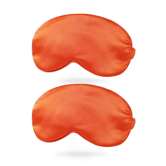 Uxcell Silk Sleep Mask Soft Satin Eye Protective Mask Blackout Eye Cover with Elastic Straps 2 Pack Orange