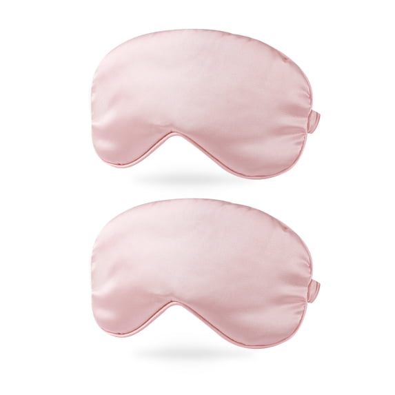 Uxcell Silk Sleep Mask Soft Satin Eye Protective Mask Blackout Eye Cover with Elastic Straps 2 Pack White Pink
