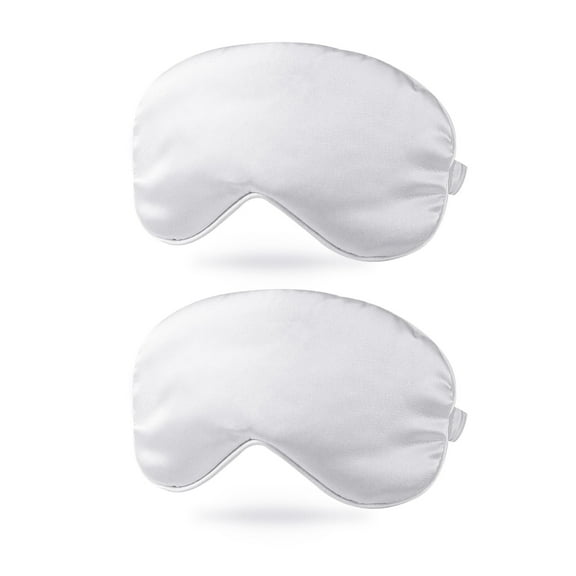 Uxcell Silk Sleep Mask Soft Satin Eye Protective Mask Blackout Eye Cover with Elastic Straps 2 Pack White