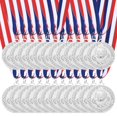 thumbnail image 1 of Uxcell Silver Award Medals 2 Inch, Metal Winner Medals with Neck Ribbon Trophy Pattern for Sports Competitions Games Party Favors 24 Pieces, 1 of 7